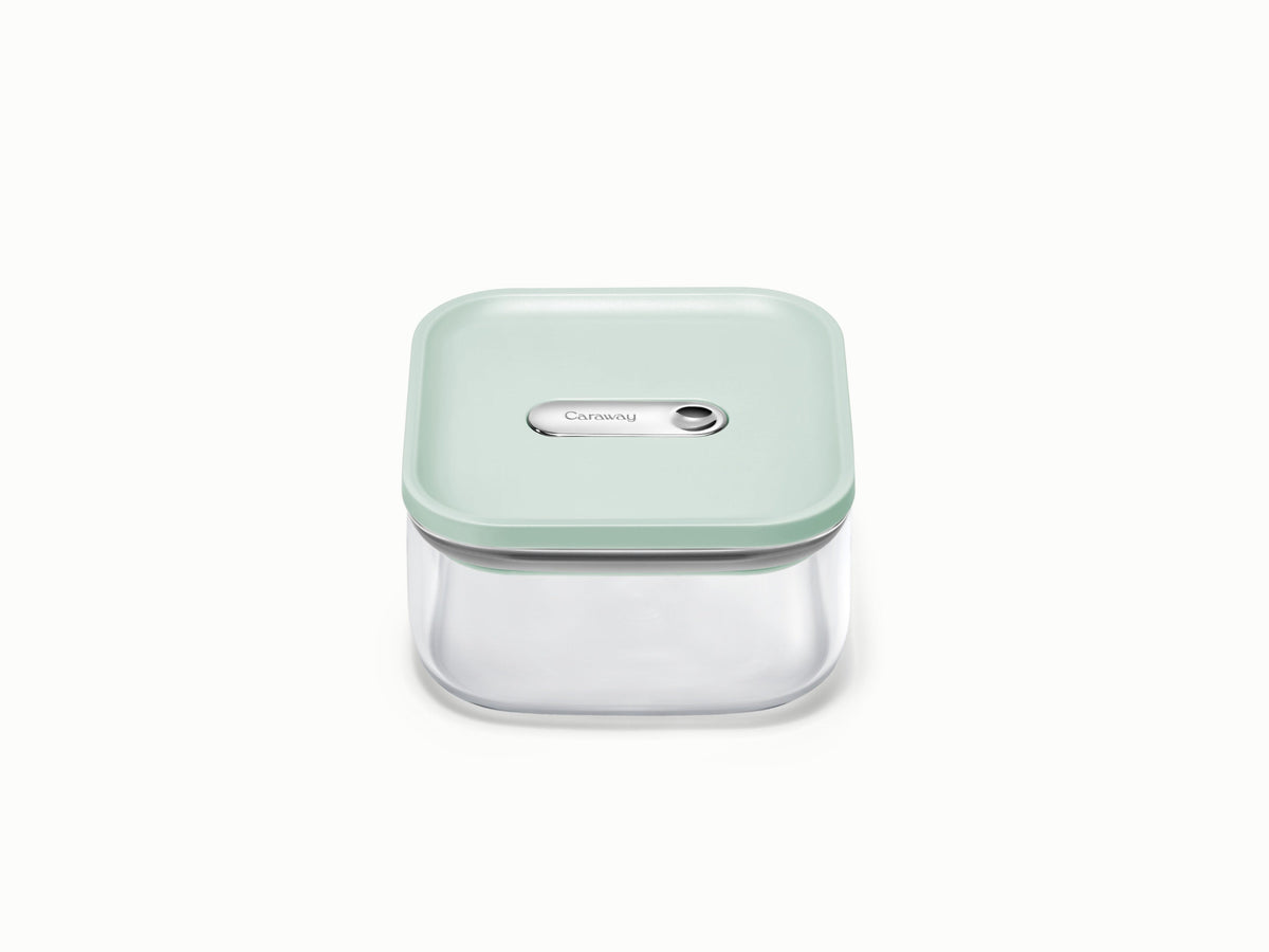 Caraway small glass airtight container in pale green.