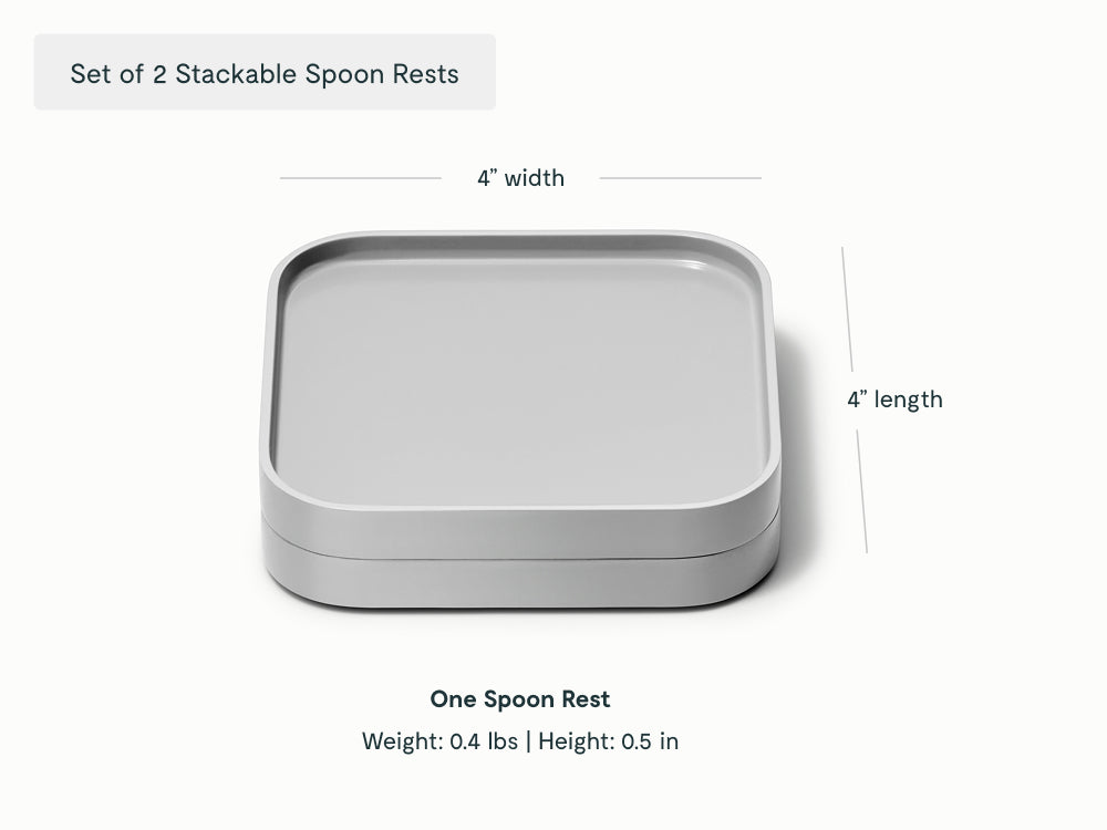 Caraway Gray two stackable spoon rests shown with component labels.