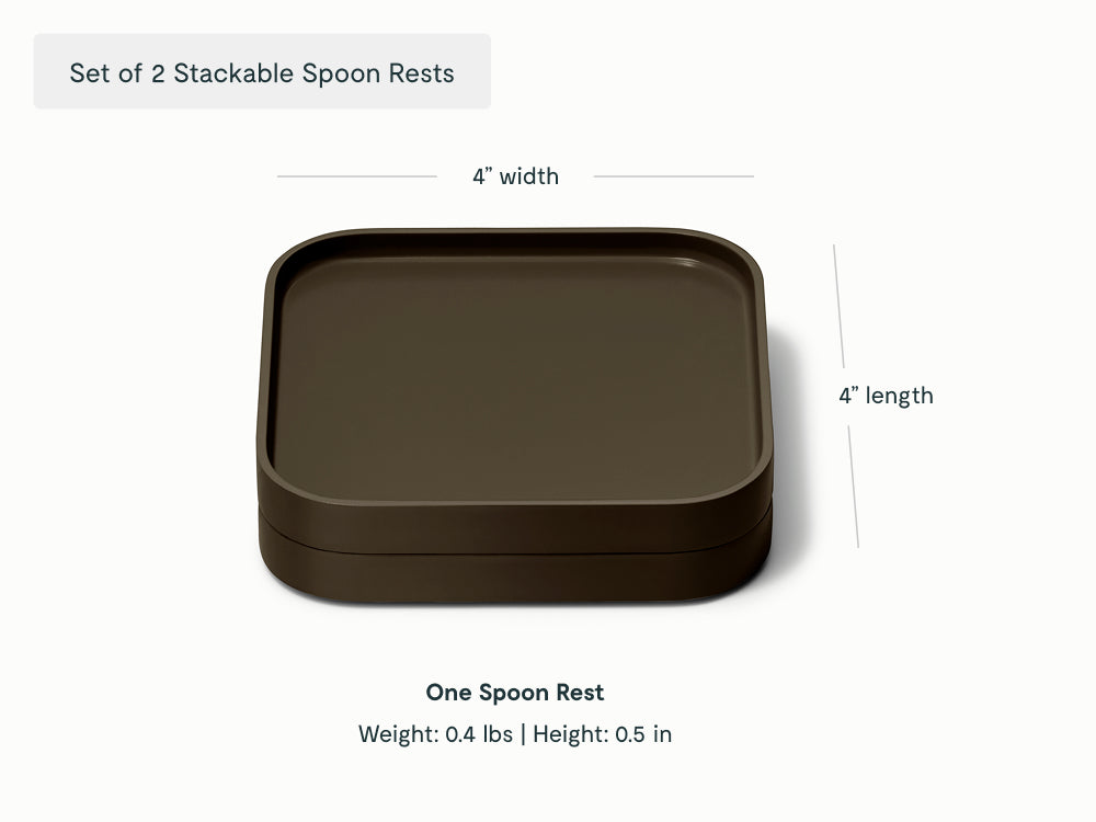 Caraway Black two stackable spoon rests shown with component labels.