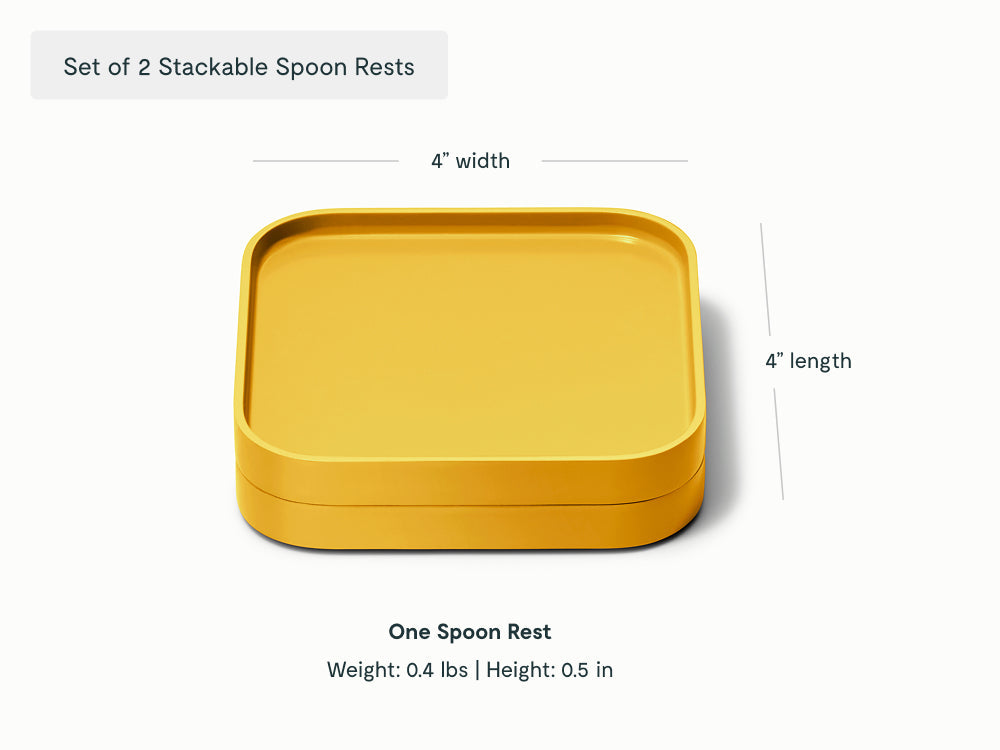 Caraway Marigold two stackable spoon rests shown with component labels.