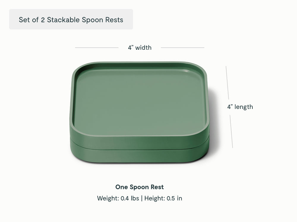 Caraway Sage two stackable spoon rests shown with component labels.