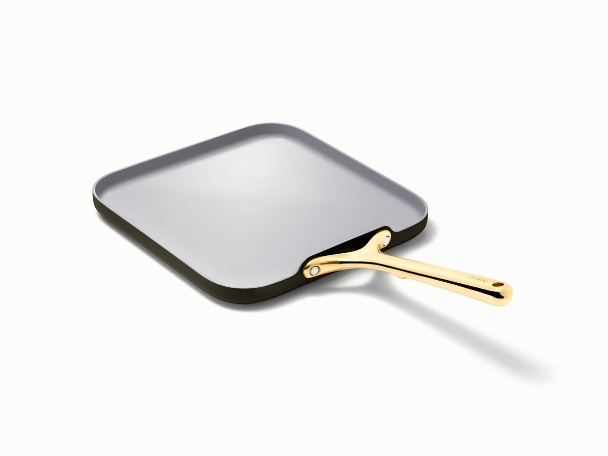 Caraway ceramic square griddle pan in Black.