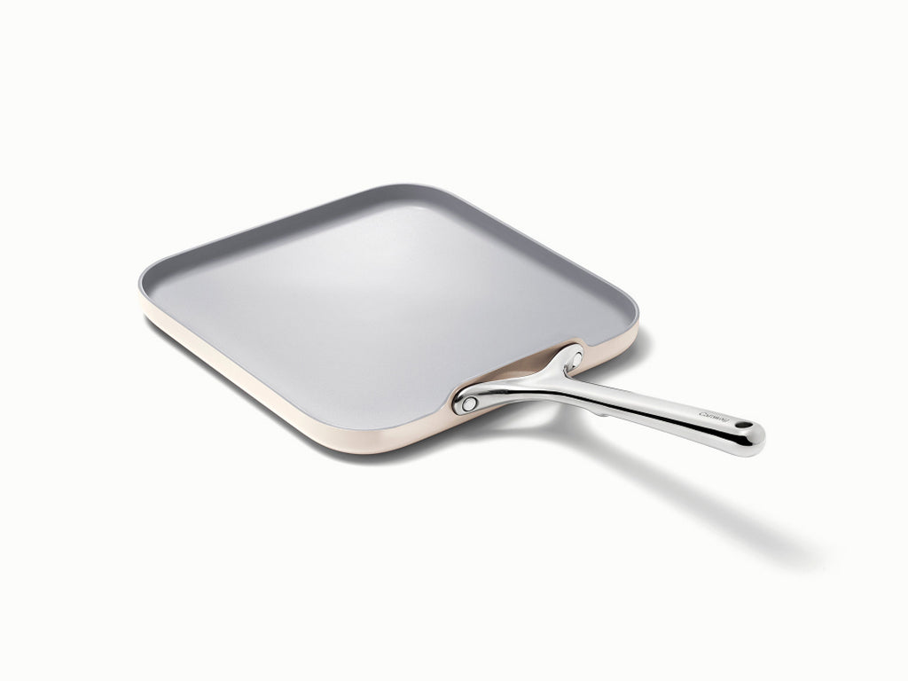 Caraway ceramic square griddle pan in Cream.