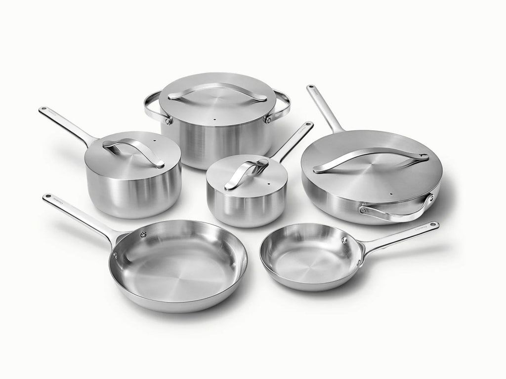 Caraway stainless steel cookware & minis set.