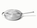 Caraway stainless steel sauté pan with a matching lid.