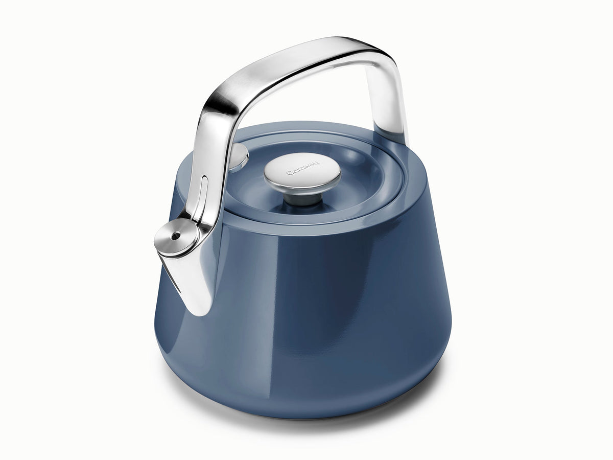Caraway whistling tea kettle in Navy.
