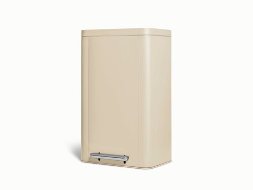 Caraway 45-liter rectangular step trash can in Cream.