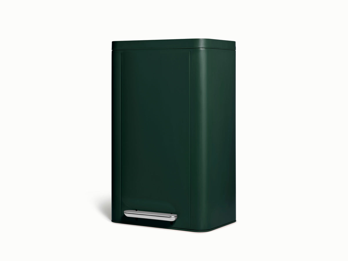 Caraway 45-liter rectangular step trash can in Emerald.